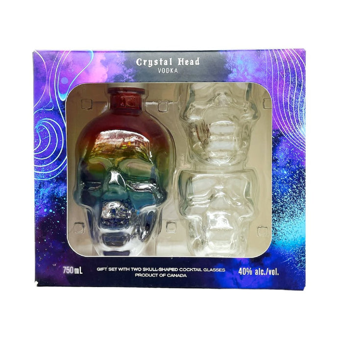 Introducing the Crystal Head Pride Vodka Gift Set with 2 Skull Cocktail Glasses