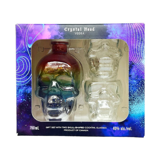 Introducing the Crystal Head Pride Vodka Gift Set with 2 Skull Cocktail Glasses - Main Street Liquor