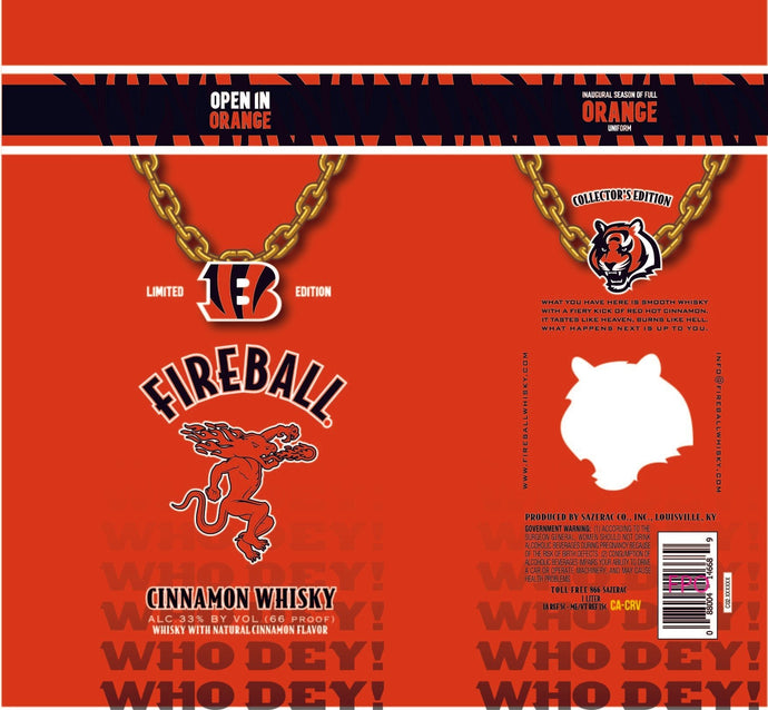 "Unleash the Spirit: Fireball Cinnamon Whisky Bengals Collector's Edition"