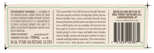 Wild Turkey 101 8 Year Kentucky Straight Bourbon Whiskey