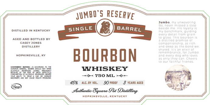 Jumbo’s Reserve Single Barrel Bourbon Whiskey 3 Years Aged