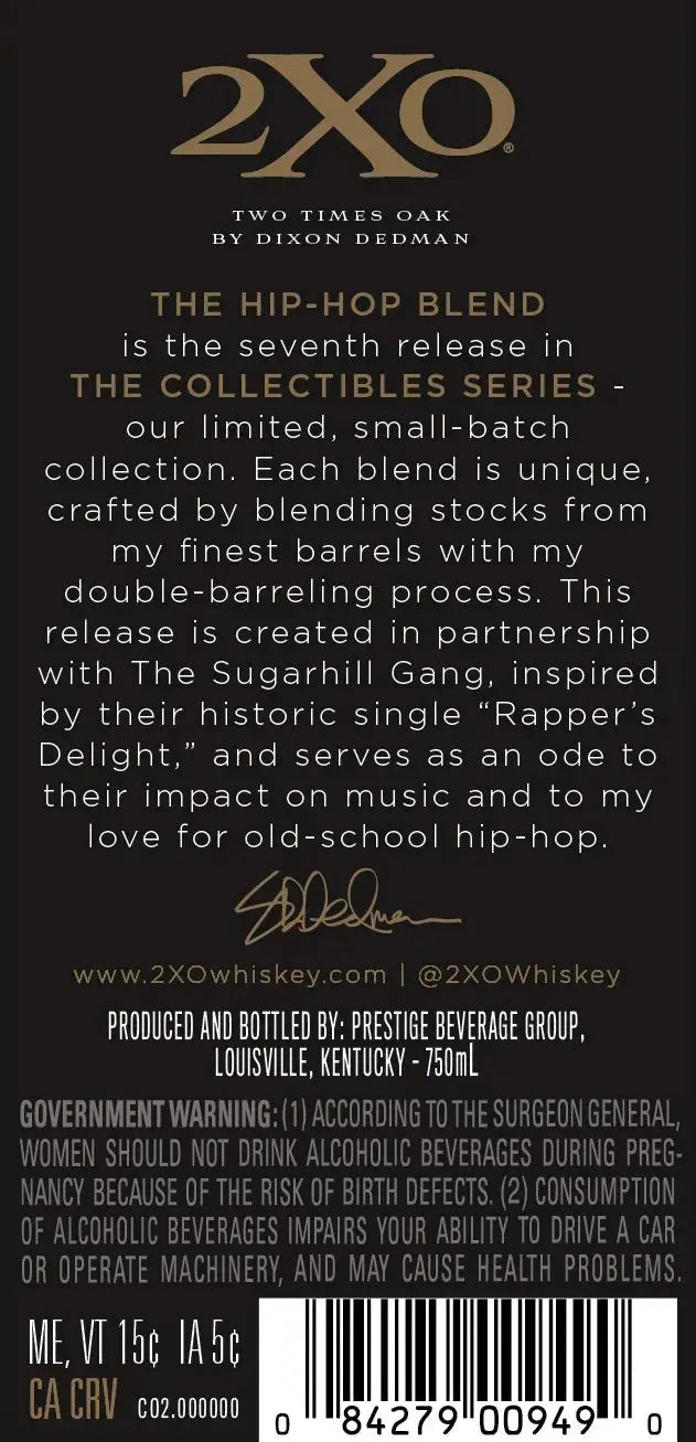 2XO The Hip - Hop Blend Kentucky Straight Bourbon Whiskey 750ml - Main Street Liquor