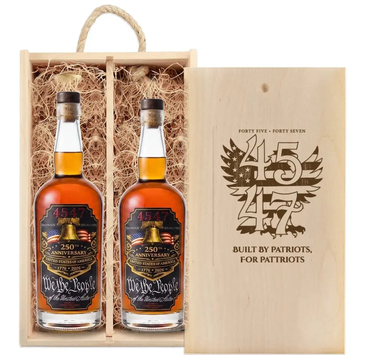 4547 Patriot Box with 250th Anniversary and 250th Anniversary bottles in wooden gift box
