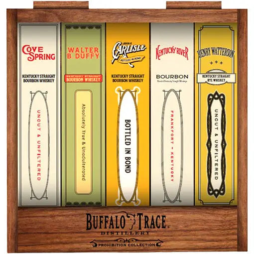 Five bottles of Buffalo Trace Prohibition Collection 