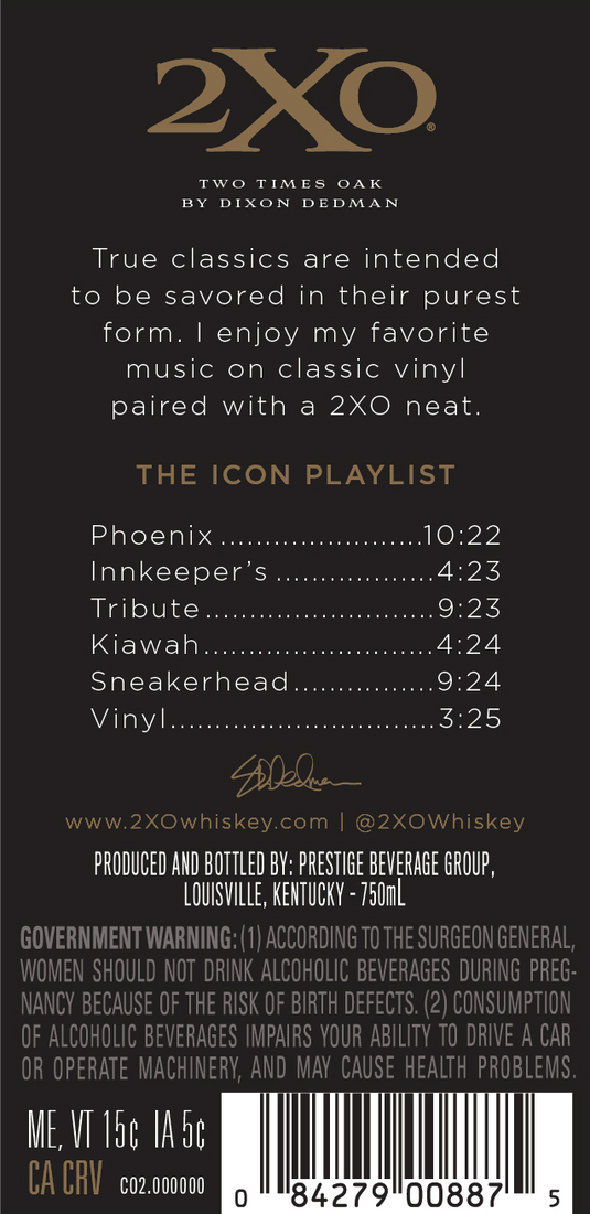 2XO The Vinyl Blend Kentucky Straight Bourbon Whiskey