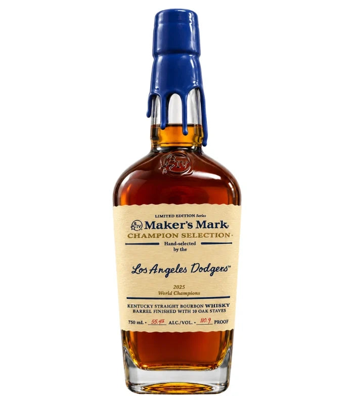 Introducing the Maker’s Mark Champion Selection Los Angeles Dodgers 2025 Limited Release Bourbon—a special edition bottle from Maker’s Mark featuring the iconic blue wax. Proudly labeled “Champion Selection” and “Los Angeles Dodgers,” this collector’s bourbon commemorates the Dodgers as World Champions, making it a must-have for any dedicated Los Angeles Dodgers or bourbon enthusiast.