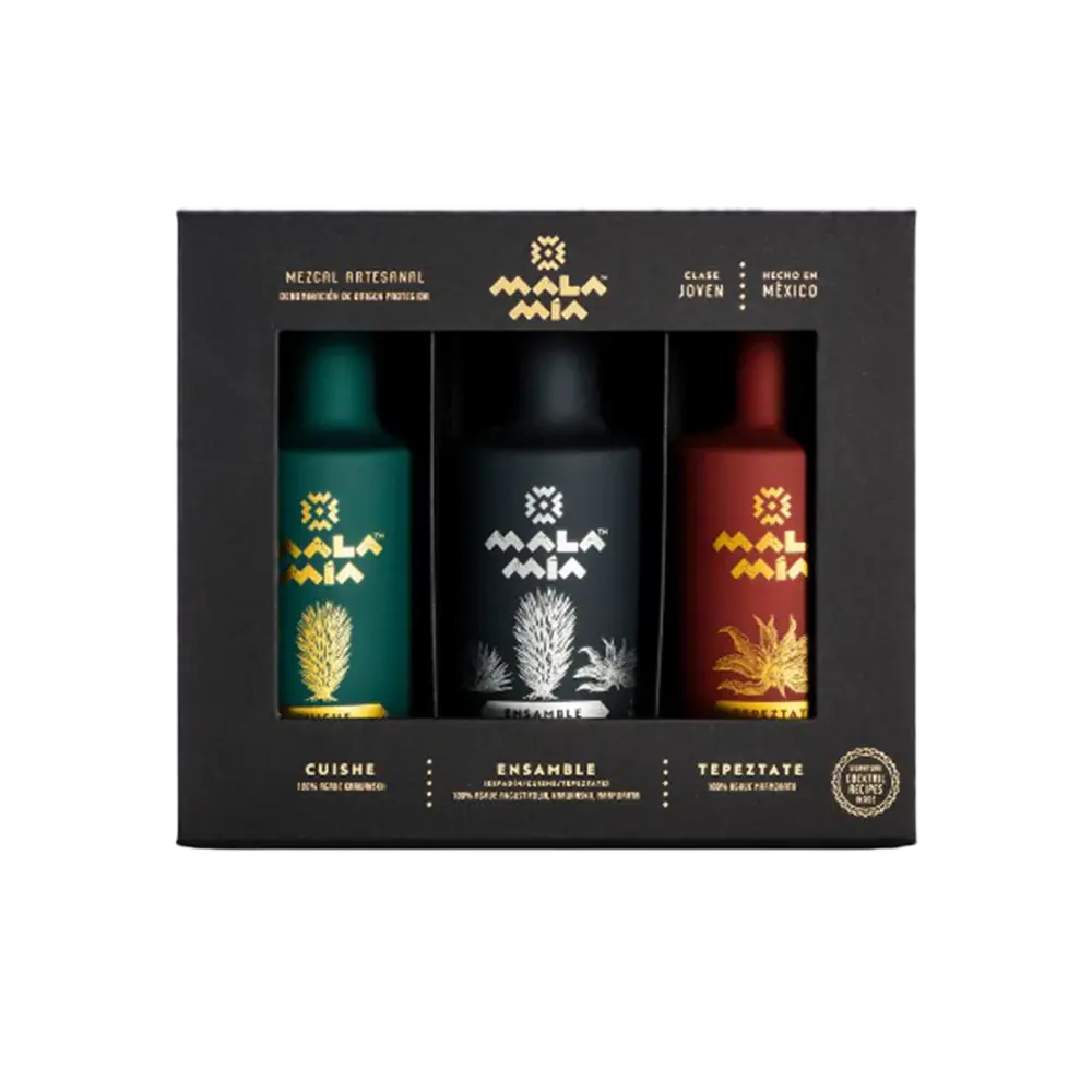 Mala Mía Mezcal 200ml Variety Pack Artisanal Mexican Mezcal Gift Set (Cuishe, Ensamble, Tepeztate) Mala Mia