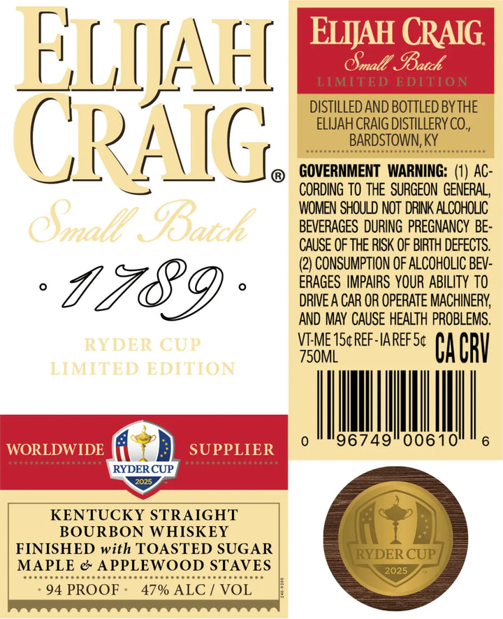 Elijah Craig Small Batch Ryder Cup 2025 Limited Edition Elijah Craig