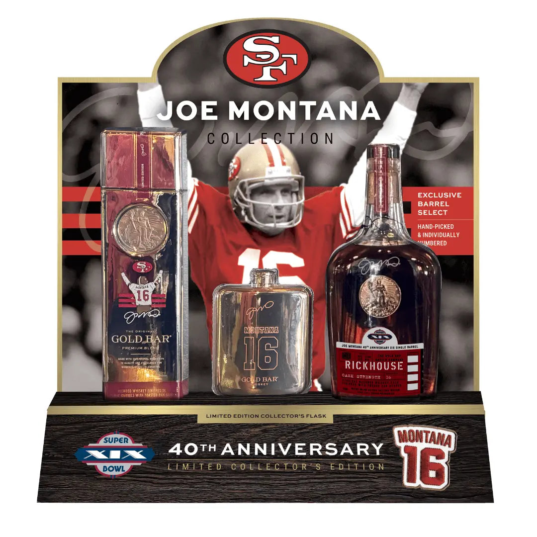 Gold Bar Joe Montana 40th Anniversary Collector’s Edition Flask Set Gold Bar
