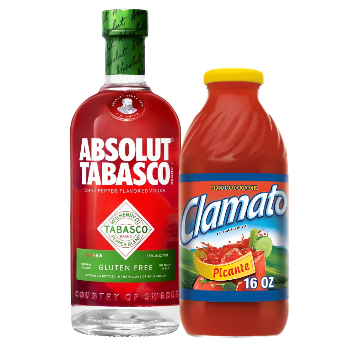 The Bloody Mary Cocktail Kit: Absolut TABASCO & Clamato Picante from Main Street Liquor is ready to spice up your next cocktail.