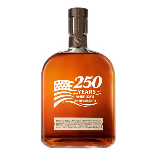 Celebrate America’s 250th Anniversary with the Woodford Reserve 250 Years America Deep Etched 750mL from Memory Bottles, featuring a custom-engraved label with an American flag and “250 Years Americas Anniversary” in white.