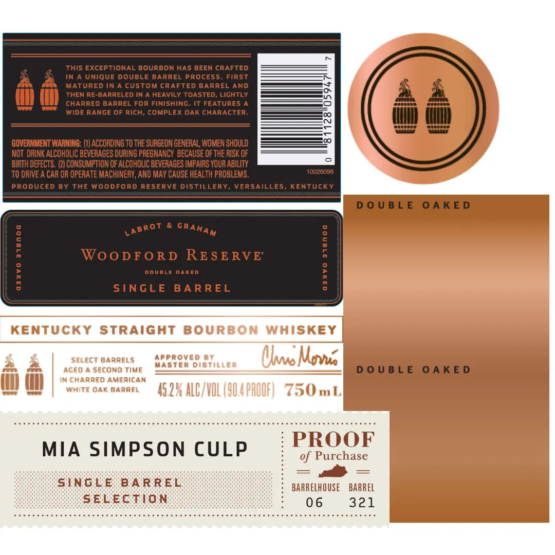Woodford Reserve Double Oaked Single Barrel Mia Simpson Culp Selection Woodford Reserve