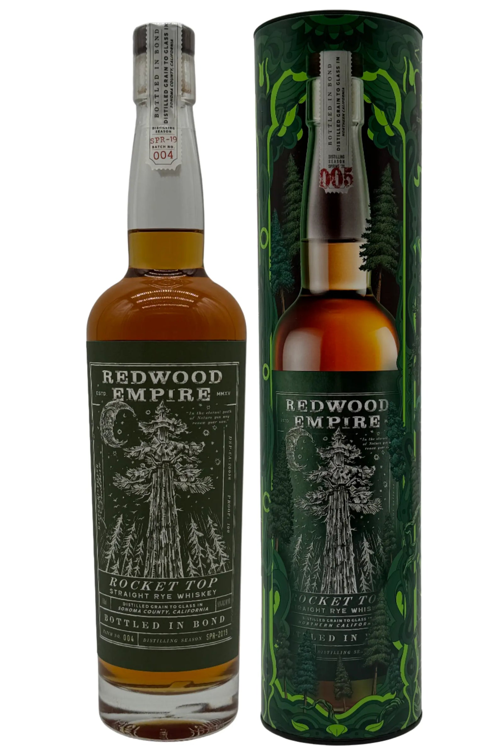 Redwood Empire Rocket Top Bottled in Bond Straight Rye Whiskey Batch 004 2025 Release Redwood Empire Whiskey