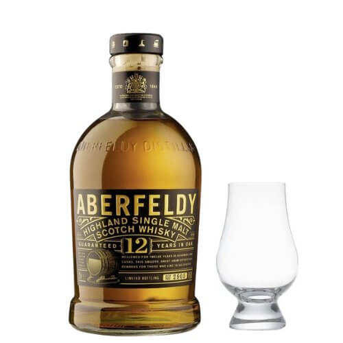 Aberfeldy 12 Year Old Highland Single Malt Scotch Whisky with Glencairn Whisky Glass - Main Street Liquor