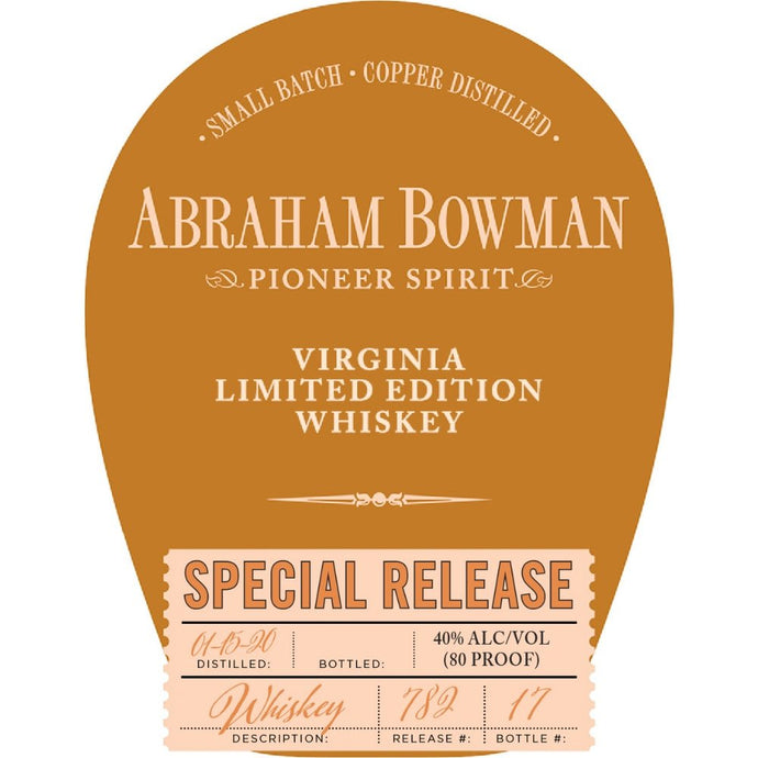 Abraham Bowman Limited Edition Special Release Whiskey - Main Street Liquor