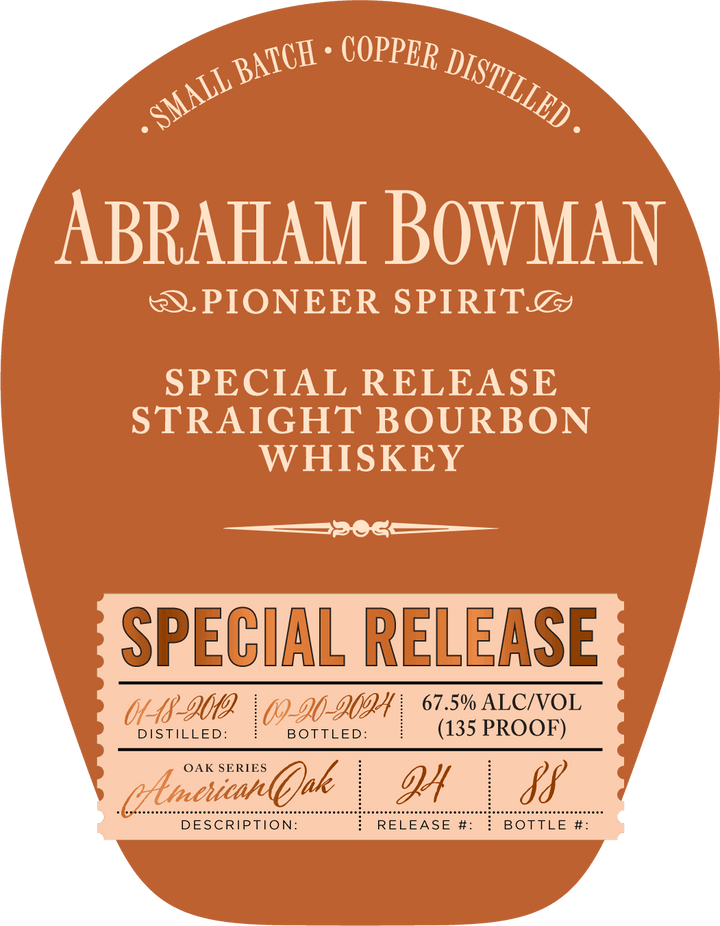 Abraham Bowman Special Release Straight Bourbon Whiskey - American Oak Series Batch 24 - Main Street Liquor