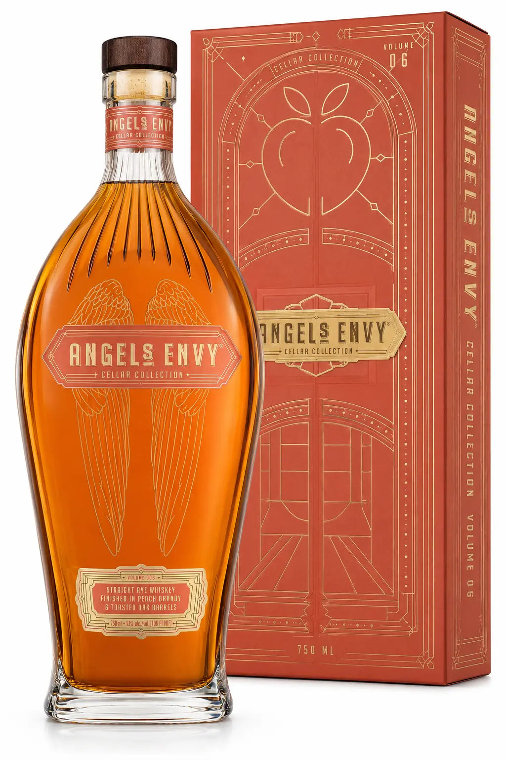 Angel’s Envy Cellar Collection Volume 6 Straight Rye Whiskey Finished in Peach Brandy &amp; Toasted Oak Barrels - Main Street Liquor