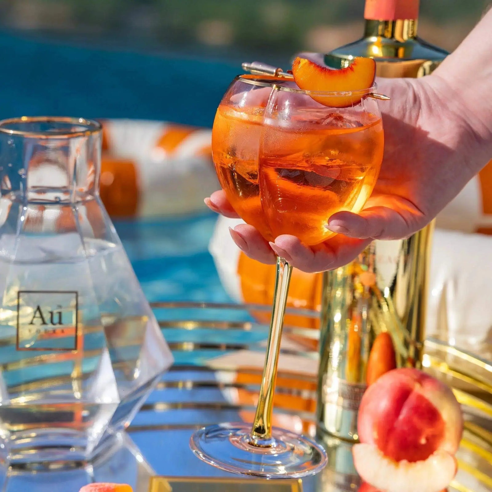Au Vodka Juicy Peach & Peach Longstem Glass - Main Street Liquor