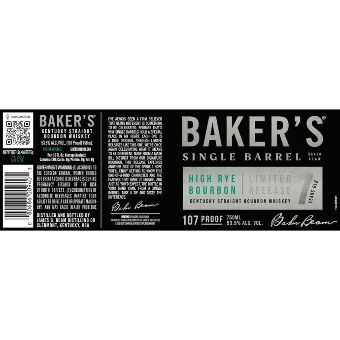 Baker’s 7 Year Old Single Barrel High Rye Bourbon - Main Street Liquor