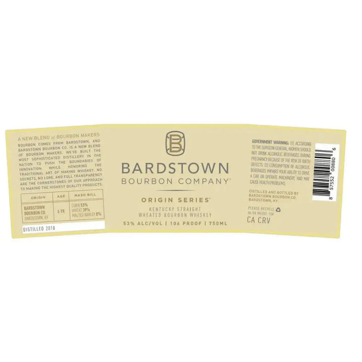 Bardstown Bourbon Origin Series Straight Wheated Bourbon - Main Street Liquor