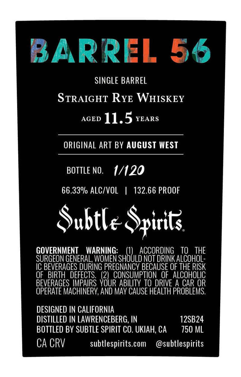 Load image into Gallery viewer, Barrel 56 Single Barrel Straight Rye Whiskey - Main Street Liquor
