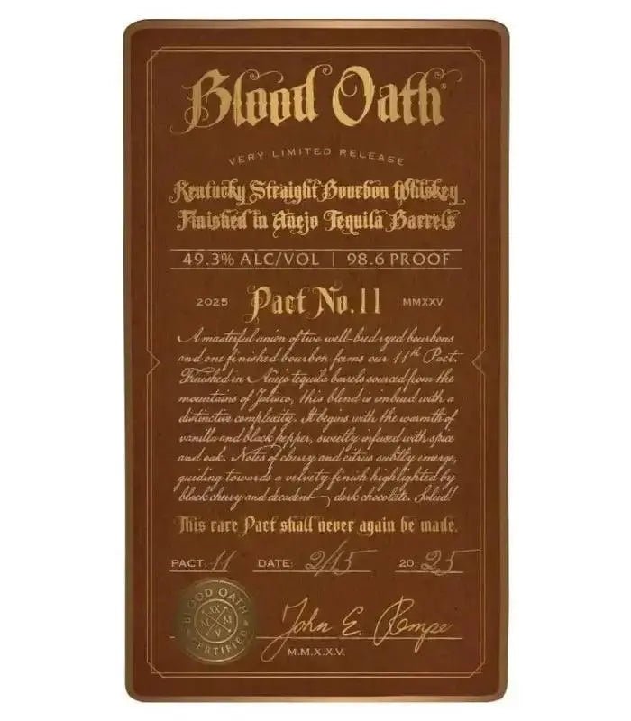 Blood Oath Pact No. 11 Bourbon Whiskey 750mL - Main Street Liquor