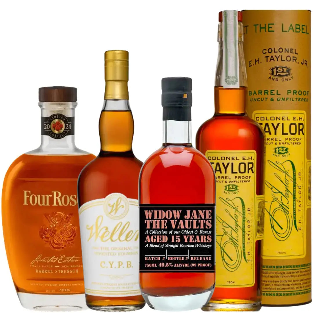 Bourbon Legendary Collector Bundle: W.L. Weller C.Y.P.B., Widow Jane The Vaults 2025 15 Year, E.H. Taylor Barrel Proof, Four Roses 2024 Small Batch - Main Street Liquor