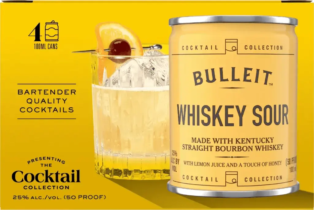 Bulleit Whiskey Sour Cocktail Cans 4 x 100mL - Main Street Liquor