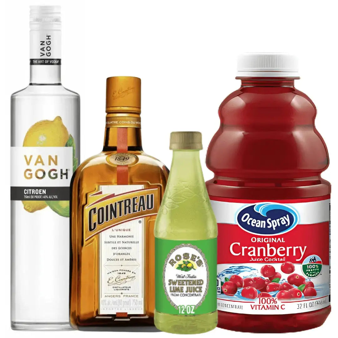 Cosmo Cocktail Kit: Van Gogh Citroen, Cointreau, Lime &amp; Cranberry - Main Street Liquor