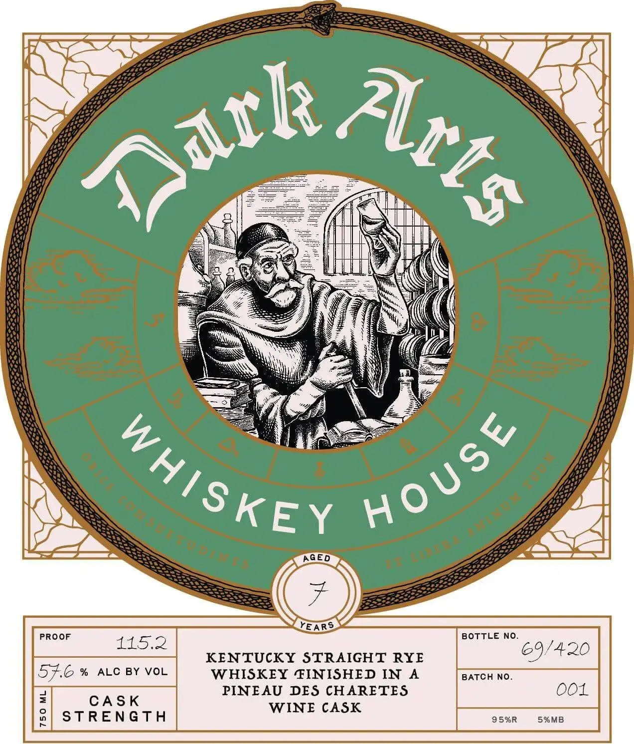 Dark Arts Whiskey House 7 Year Rye: Pineau des Charentes Cask Finish (Cask Strength) - Main Street Liquor
