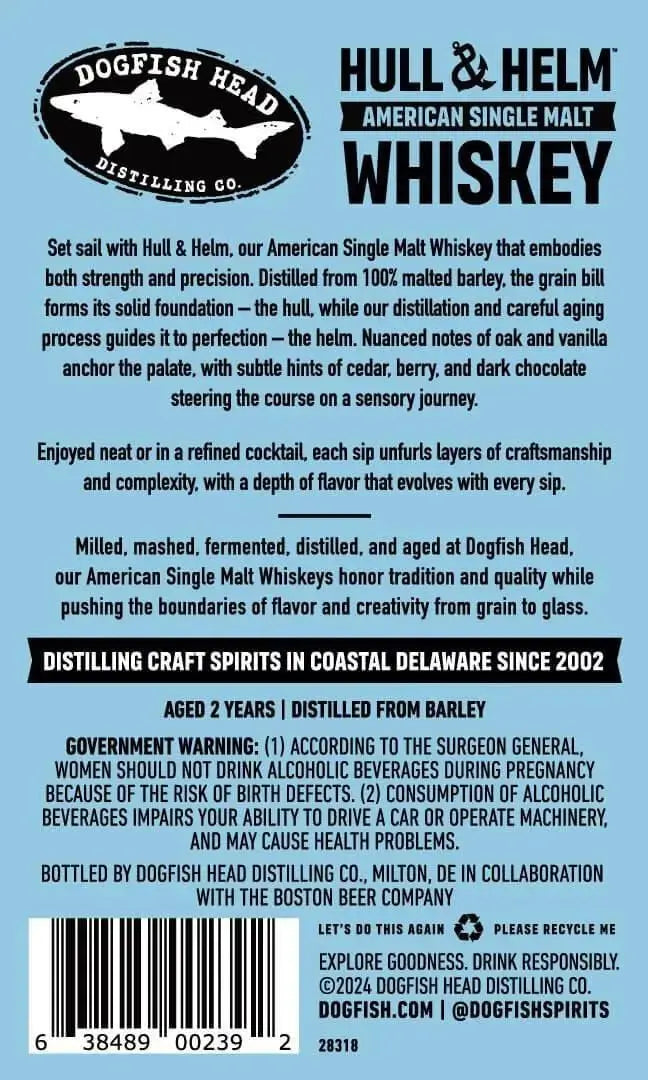 Dogfish Head Hull &amp; Helm American Single Malt Whiskey - Main Street Liquor