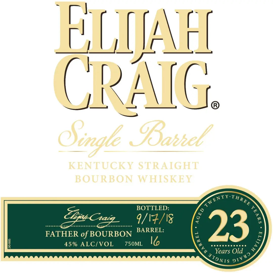 Elijah Craig 23 Year Old Single Barrel Bourbon Whiskey - Main Street Liquor