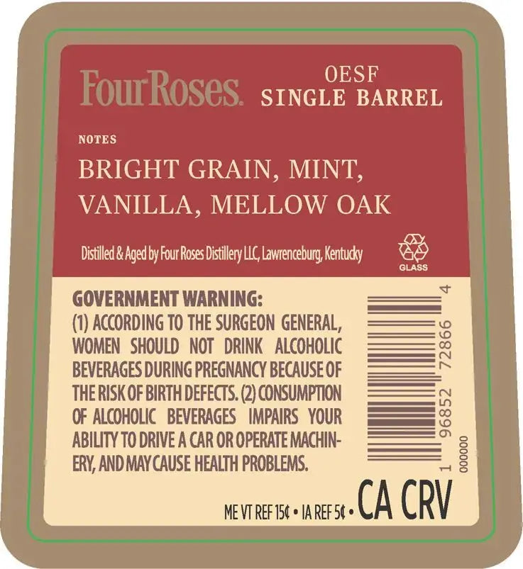 Four Roses Single Barrel OESF Bourbon Whiskey 750ml - Main Street Liquor