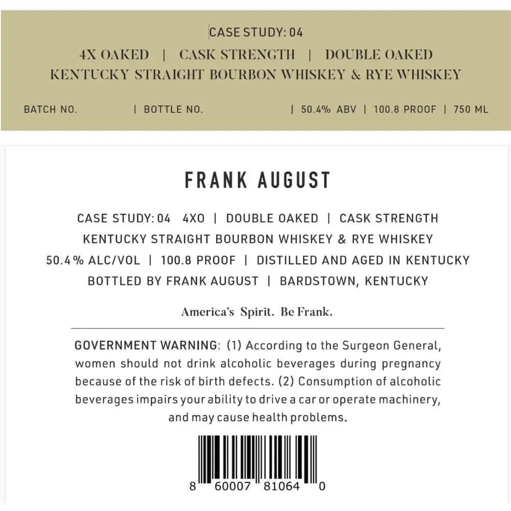 Frank August Case Study: 04 4x Oaked Blended Whiskey - Main Street Liquor