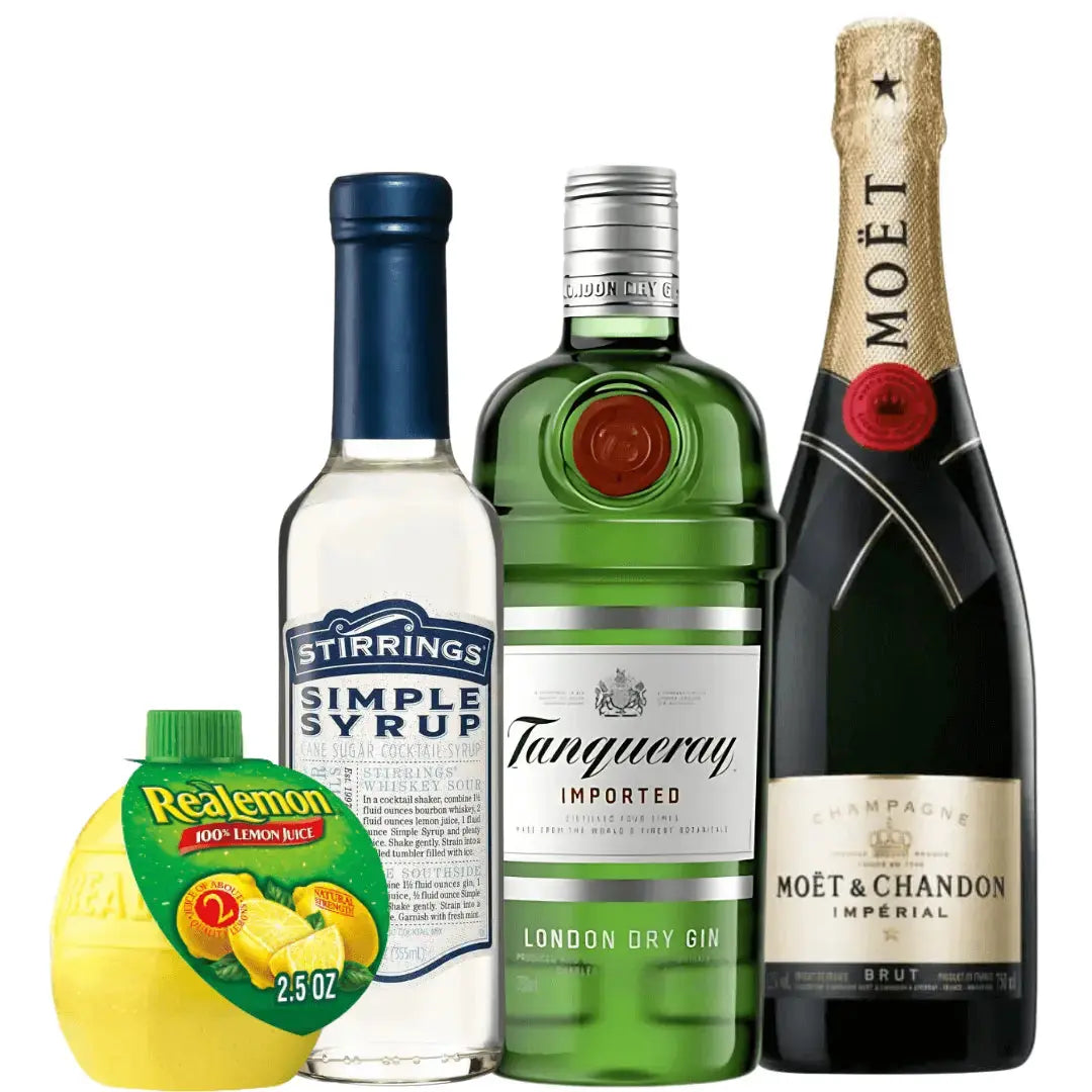French 75 Cocktail Kit: Tanqueray, Moët &amp; Chandon, Realemon, Stirrings - Main Street Liquor