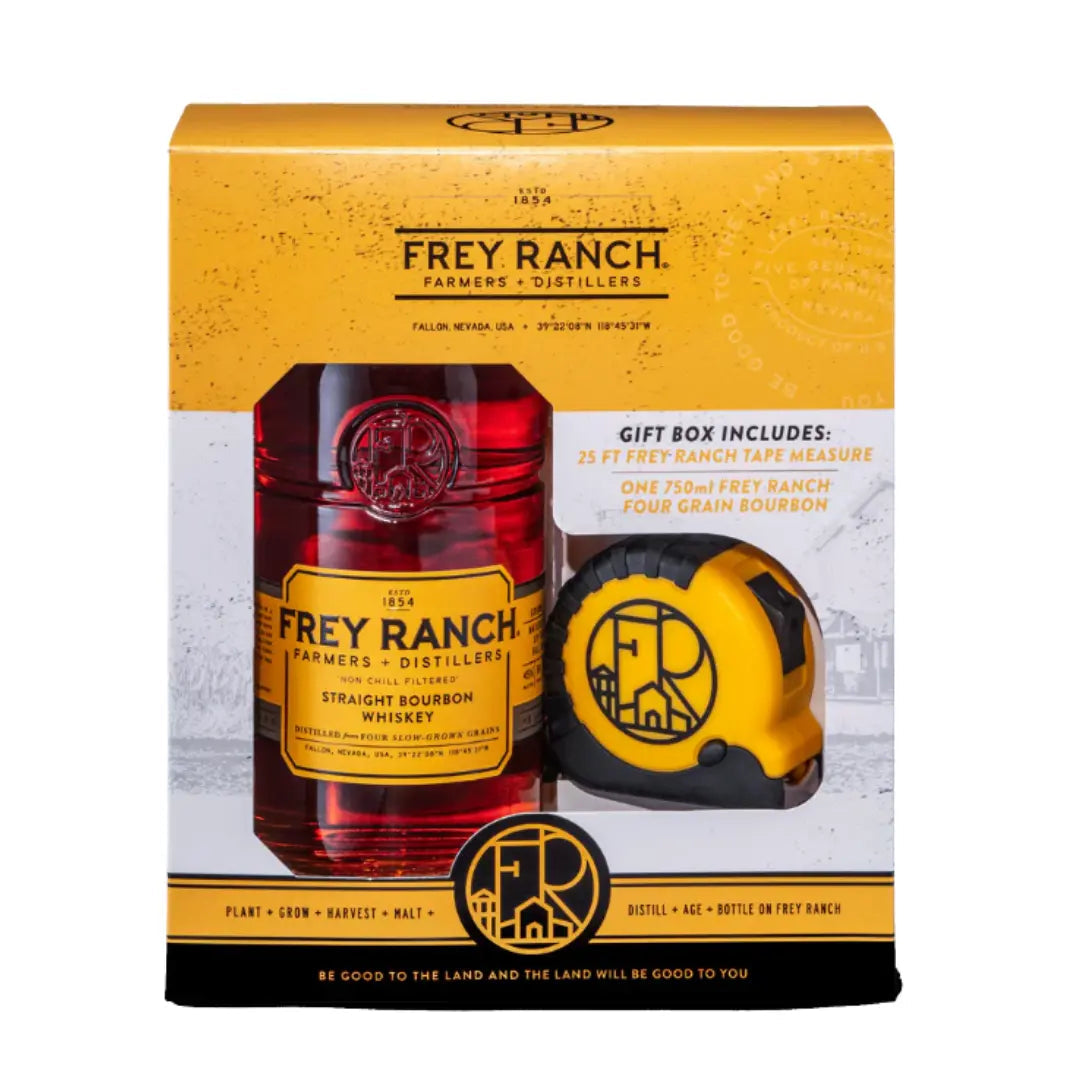 Frey Ranch Four Grain Straight Bourbon Whiskey Gift Set with 25 ft Tape Measure - Main Street Liquor