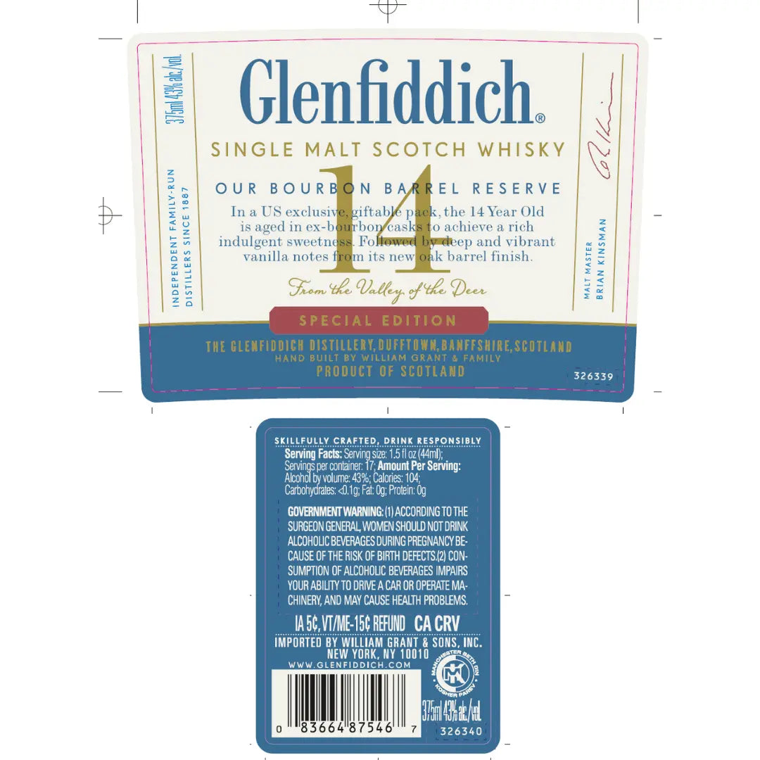 Glenfiddich 14 Year Old Bourbon Barrel Reserve Scotch Whisky 375ml - Main Street Liquor