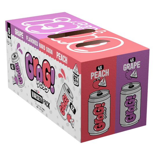 Grog! Flavored Hard Soda Variety Pack – Grape & Peach – 8 Pack - Main Street Liquor