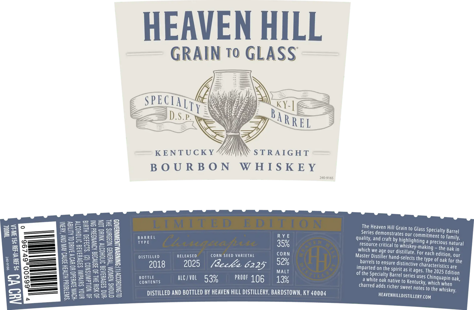 Heaven Hill Grain to Glass Bourbon Whiskey Chinquapin Oak - Main Street Liquor