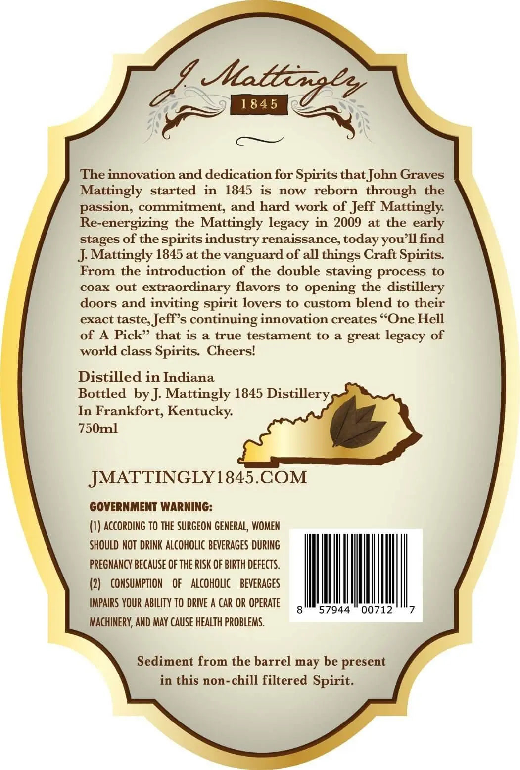 J. Mattingly Cigar Batch No. 1 Bourbon Whiskey Double Staved - Main Street Liquor