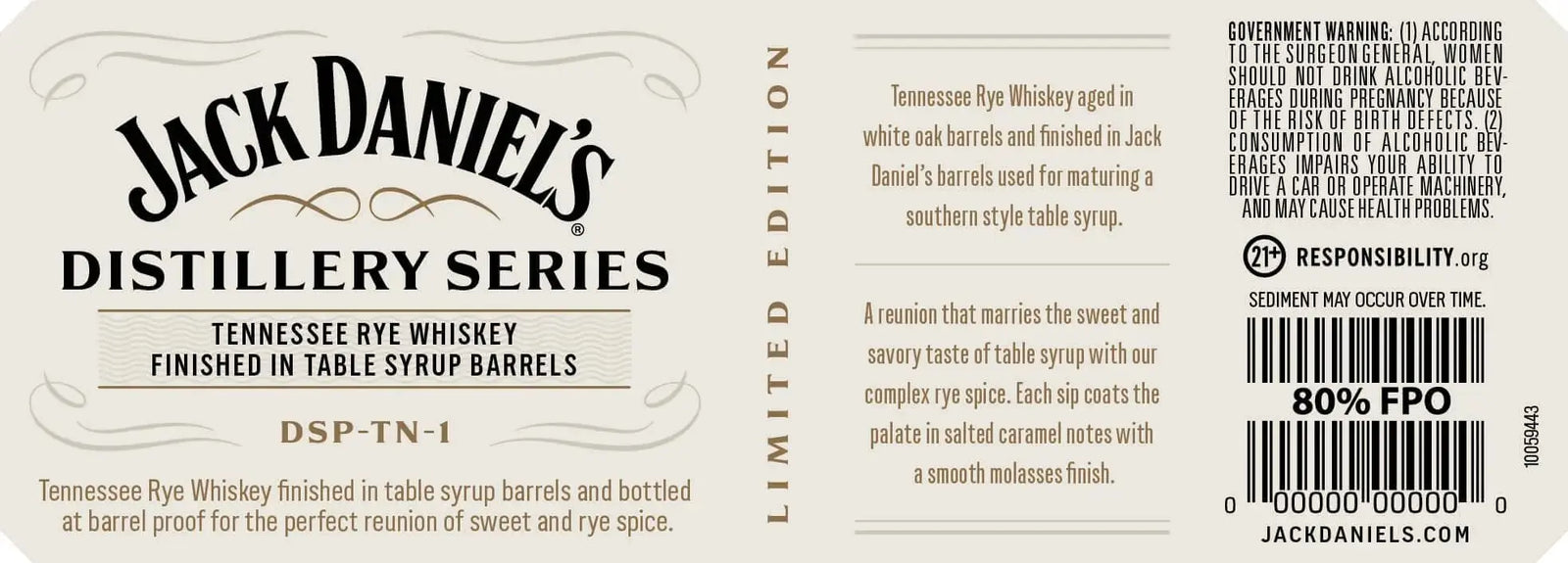 Jack Daniel’s Distillery Series Tennessee Rye Table Syrup Barrel - Main Street Liquor