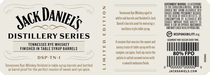 Jack Daniel’s Distillery Series Tennessee Rye Table Syrup Barrel - Main Street Liquor