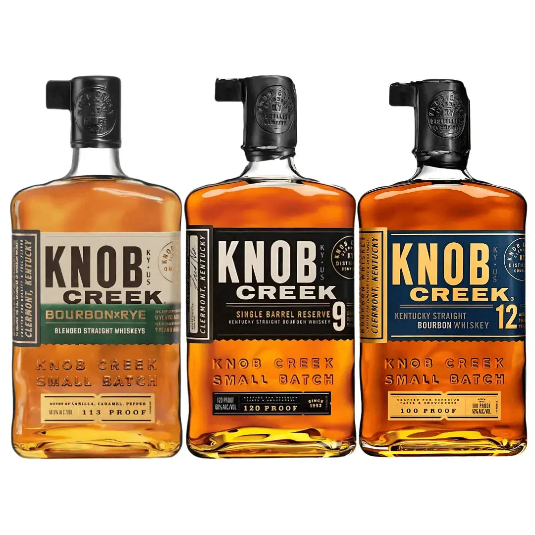 Knob Creek Bourbon Bundle: Bourbon X Rye, 9 Year Single Barrel, 12 Year Small Batch - Main Street Liquor