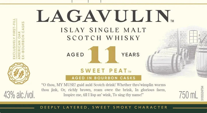 Lagavulin 11 Year Old Sweet Peat Islay Single Malt Scotch Whisky 750ml - Main Street Liquor