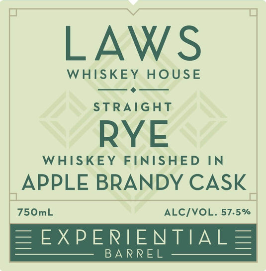 Laws Whiskey House Straight Rye Apple Brandy Cask Finish - Main Street Liquor