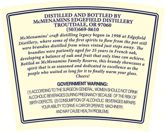 McMenamins Family Reserve 25 - Year - Old Brandy (750ml) - Main Street Liquor