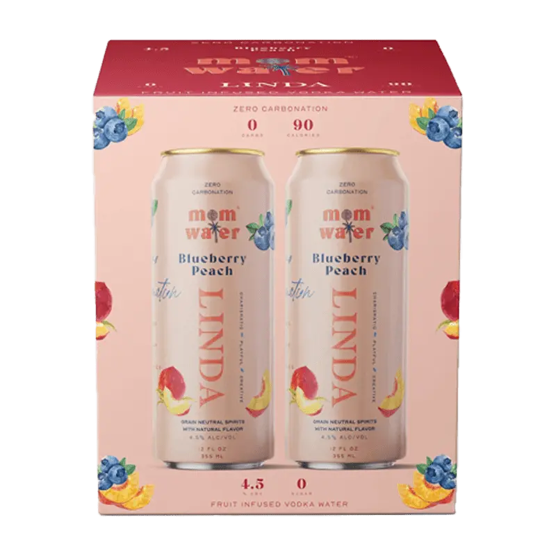 Mom Water Linda - Blueberry Peach Cocktail 12.oz 4 Pack - Main Street Liquor