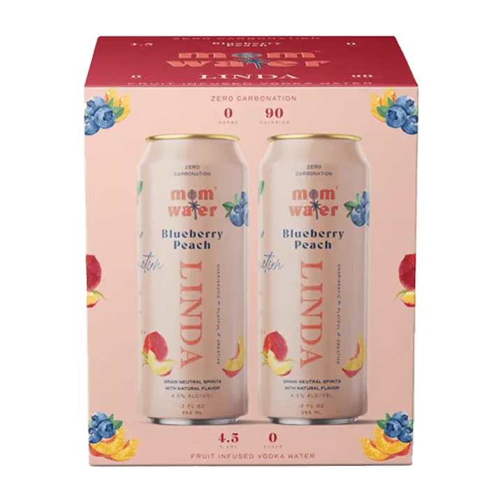 Mom Water Linda - Blueberry Peach Cocktail 12.oz 4 Pack - Main Street Liquor