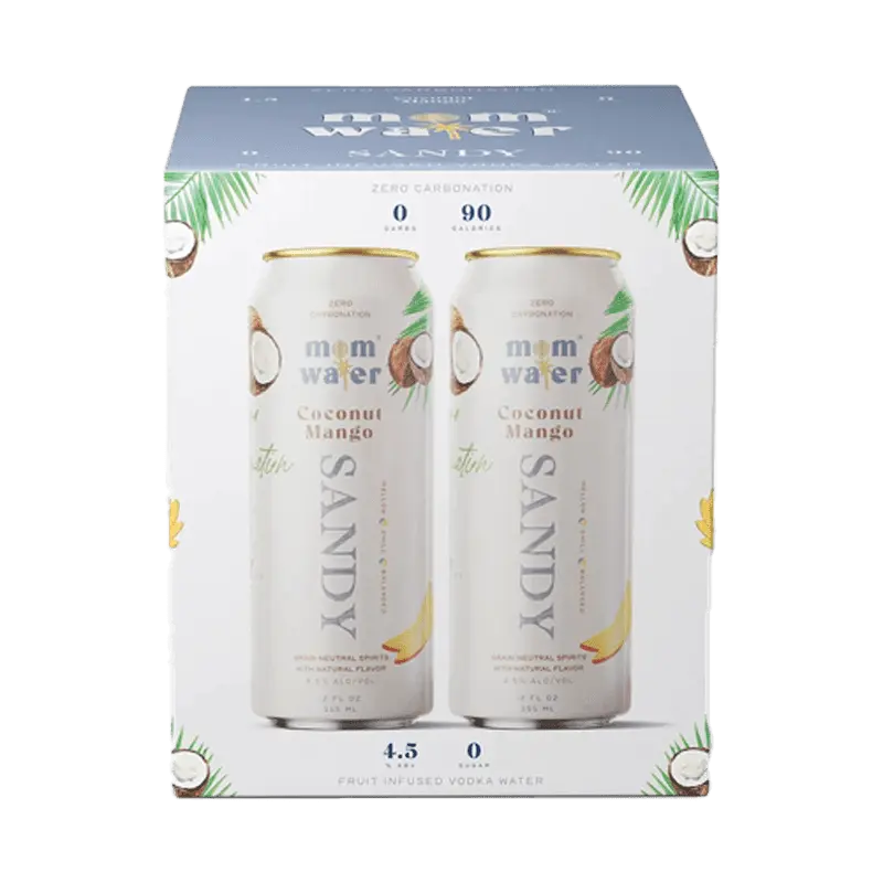 Mom Water Sandy - Coconut Mango Cocktail 12.oz 4 Pack - Main Street Liquor