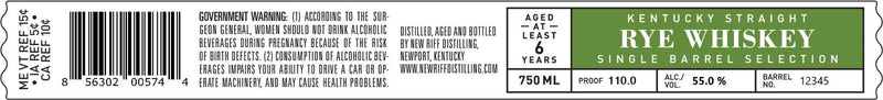 Load image into Gallery viewer, New Riff Kentucky Straight Rye Whiskey Single Barrel Selection, 6 Years Old, Barrel Proof - Main Street Liquor
